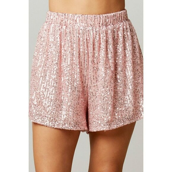 Fantastic Fawn Pants - Making a Statement Sequin Sparkle Shorts in Pink